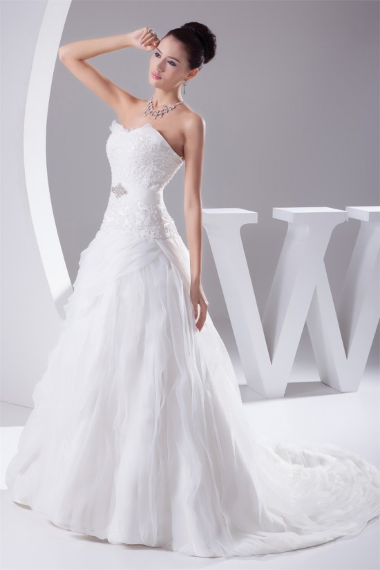 Fantastic A-Line Satin Organza Lace Sweetheart Wedding Dresses 2030132 Fantastic A-Line Satin Organza Lace Sweetheart Wedding Dresses 2030132