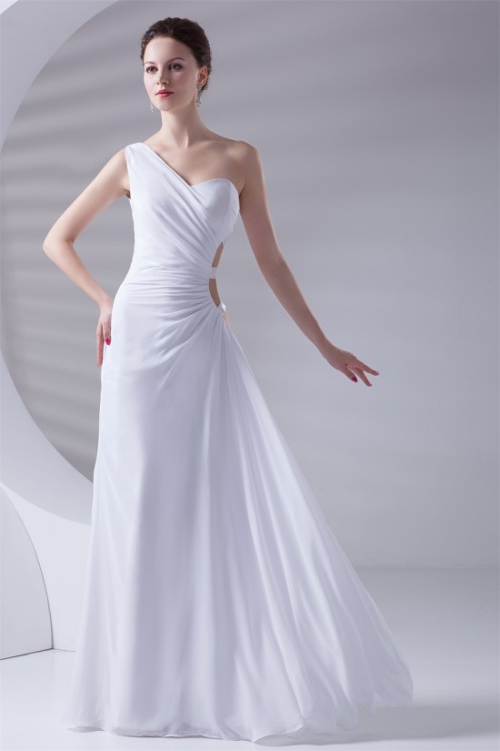 Sheath/Column One-Shoulder Floor-Length Chiffon Wedding Dresses 2031322 Sheath/Column One-Shoulder Floor-Length Chiffon Wedding Dresses 2031322