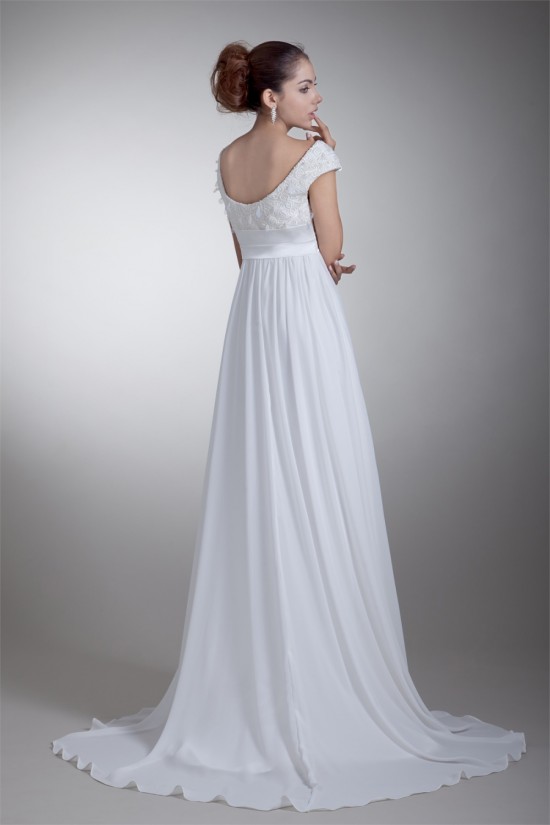 Sleeveless Chiffon Taffeta Lace A-Line Off-the-Shoulder Wedding Dresses 2031323 Sleeveless Chiffon Taffeta Lace A-Line Off-the-Shoulder Wedding Dresses 2031323