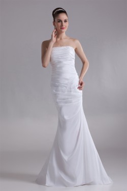 Sleeveless Mermaid/Trumpet Taffeta Strapless Beaded Wedding Dresses 2031326