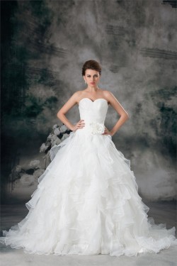 Sleeveless Princess Sweetheart Satin Organza Wedding Dresses 2031328