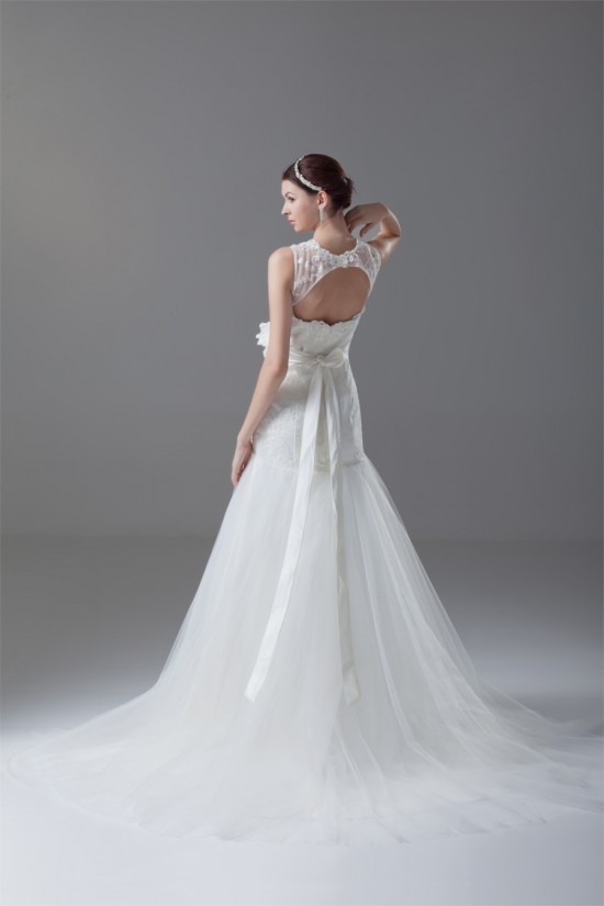 Sleeveless Satin Lace Fine Netting Sweet Wedding Dresses 2031329 Sleeveless Satin Lace Fine Netting Sweet Wedding Dresses 2031329