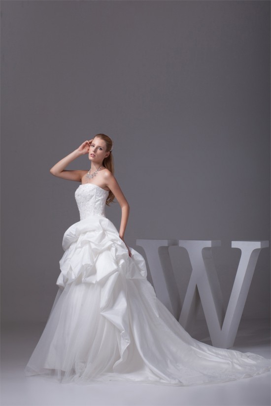 Ball Gown Sleeveless Satin Taffeta Strapless Wedding Dresses 2030133