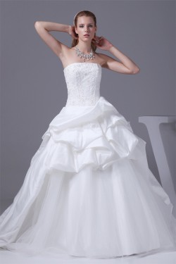 Ball Gown Sleeveless Satin Taffeta Strapless Wedding Dresses 2030133