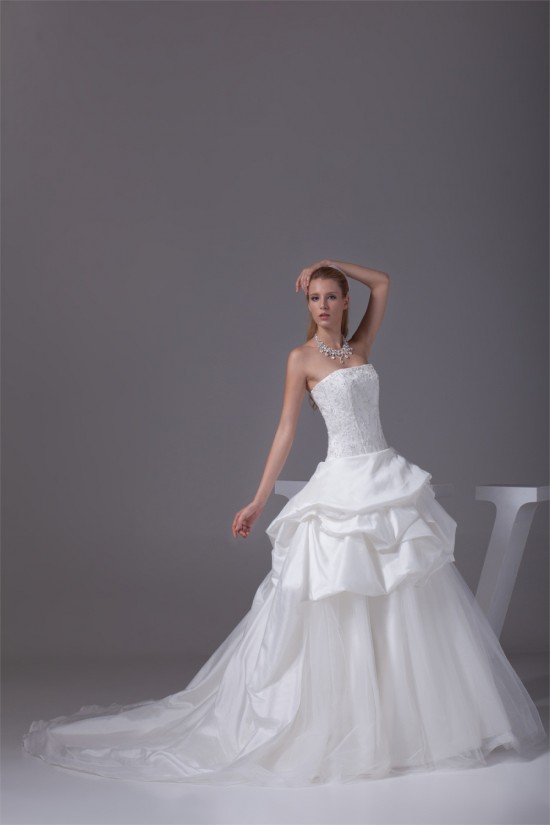Ball Gown Sleeveless Satin Taffeta Strapless Wedding Dresses 2030133