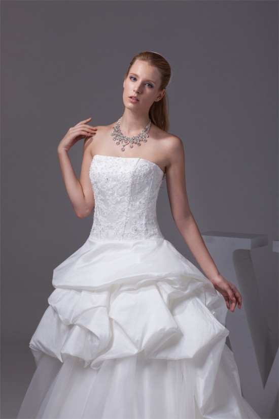Ball Gown Sleeveless Satin Taffeta Strapless Wedding Dresses 2030133