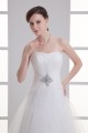 Sleeveless Satin Fine Netting A-Line Strapless Beaded Wedding Dresses 2031330