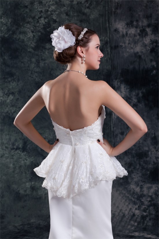 Sleeveless Satin Lace Sweetheart Mermaid/Trumpet Beautiful Wedding Dresses 2031333