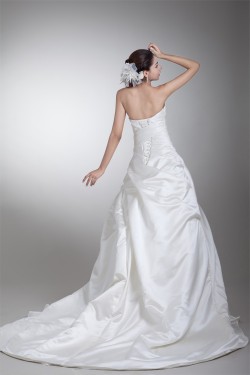 Sleeveless Satin Strapless A-Line Beautiful Wedding Dresses 2031336