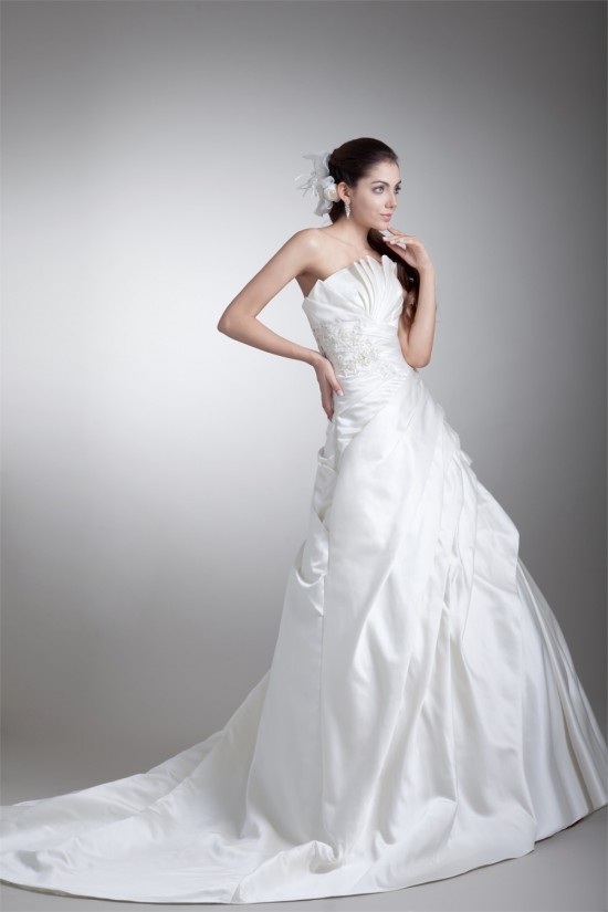 Sleeveless Satin Strapless A-Line Beautiful Wedding Dresses 2031336 Sleeveless Satin Strapless A-Line Beautiful Wedding Dresses 2031336