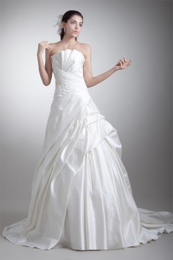 Sleeveless Satin Strapless A-Line Beautiful Wedding Dresses 2031336