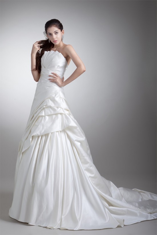 Sleeveless Satin Strapless A-Line Beautiful Wedding Dresses 2031336 Sleeveless Satin Strapless A-Line Beautiful Wedding Dresses 2031336