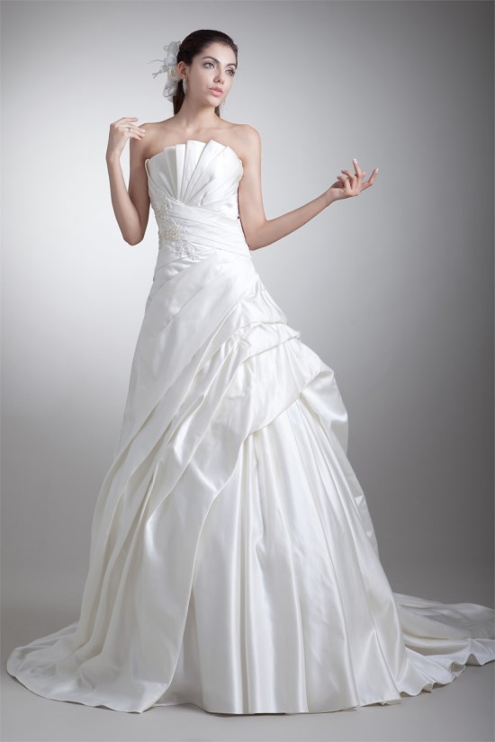 Sleeveless Satin Strapless A-Line Beautiful Wedding Dresses 2031336 Sleeveless Satin Strapless A-Line Beautiful Wedding Dresses 2031336