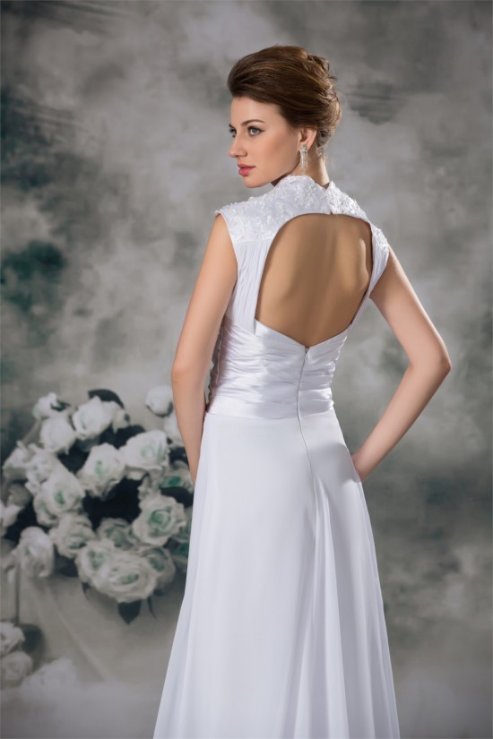 Sleeveless Sheath/Column Cowl Chiffon Elastic Woven Satin Wedding Dresses 2031337 Sleeveless Sheath/Column Cowl Chiffon Elastic Woven Satin Wedding Dresses 2031337