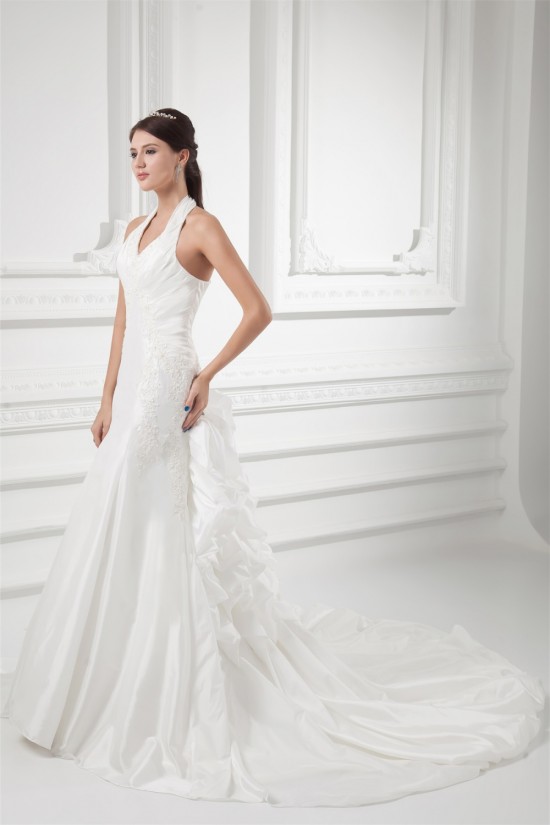 Sleeveless Sheath/Column Halter Taffeta Wedding Dresses 2031338 Sleeveless Sheath/Column Halter Taffeta Wedding Dresses 2031338