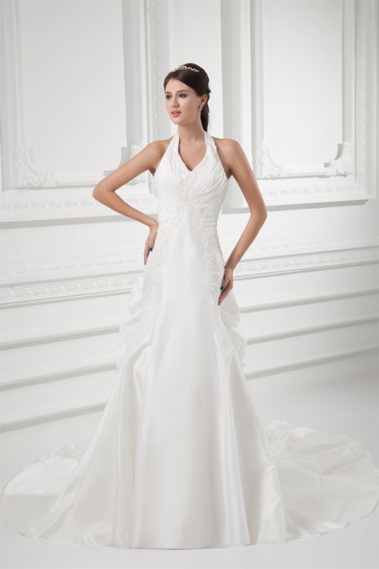 Sleeveless Sheath/Column Halter Taffeta Wedding Dresses 2031338 Sleeveless Sheath/Column Halter Taffeta Wedding Dresses 2031338