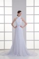 Sleeveless Sheath/Column High-Neck Chiffon Beaded Wedding Dresses 2031339