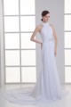 Sleeveless Sheath/Column High-Neck Chiffon Beaded Wedding Dresses 2031339