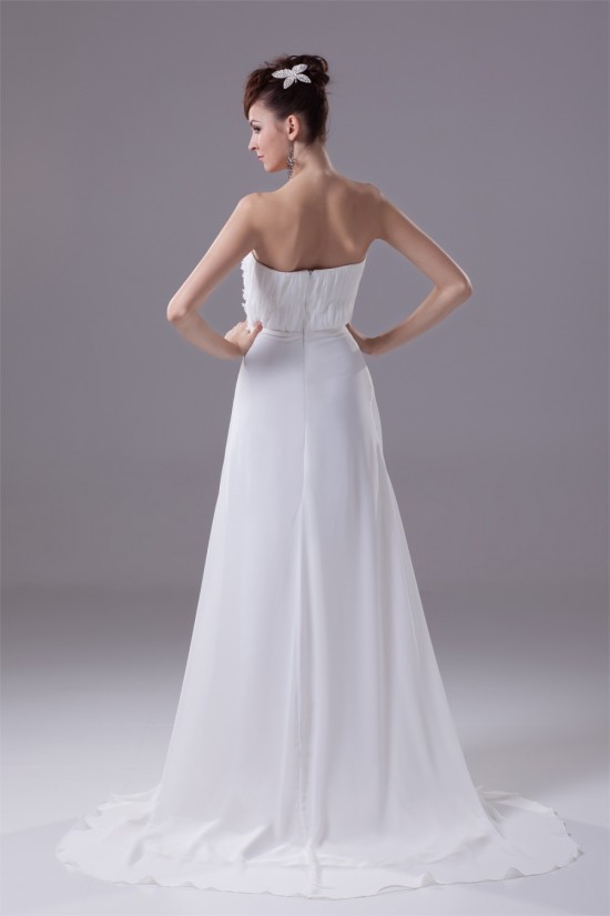 A-Line Strapless Chiffon Sweep Train Beaded Wedding Dresses 2030134 A-Line Strapless Chiffon Sweep Train Beaded Wedding Dresses 2030134