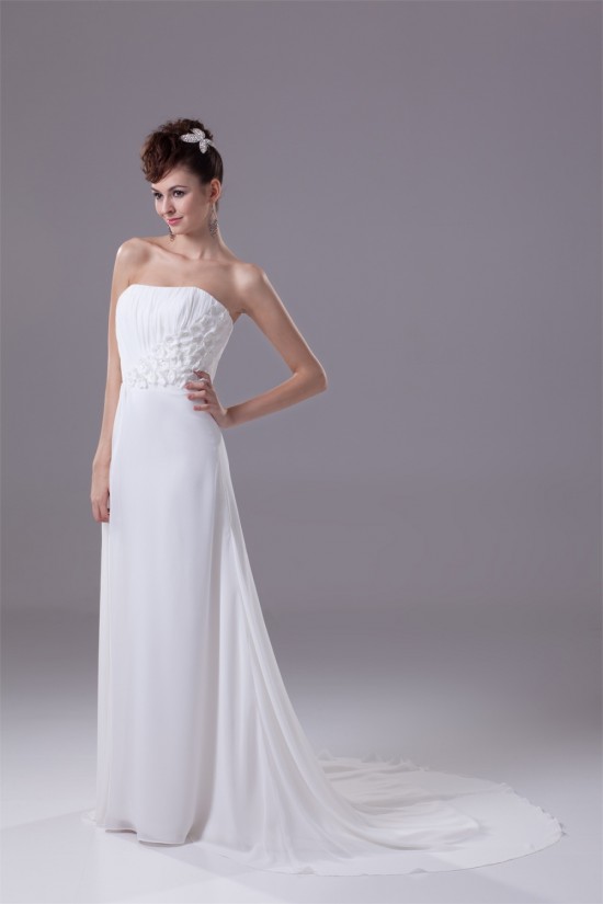 A-Line Strapless Chiffon Sweep Train Beaded Wedding Dresses 2030134 A-Line Strapless Chiffon Sweep Train Beaded Wedding Dresses 2030134