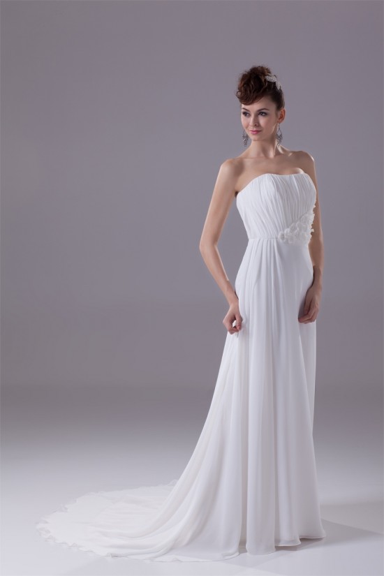 A-Line Strapless Chiffon Sweep Train Beaded Wedding Dresses 2030134 A-Line Strapless Chiffon Sweep Train Beaded Wedding Dresses 2030134