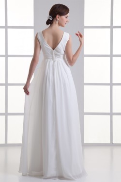 Sheath/Column V-Neck Chiffon Beaded Wedding Dresses Maternity Wedding Dresses 2031342
