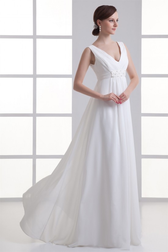 Sheath/Column V-Neck Chiffon Beaded Wedding Dresses Maternity Wedding Dresses 2031342 Sheath/Column V-Neck Chiffon Beaded Wedding Dresses Maternity Wedding Dresses 2031342
