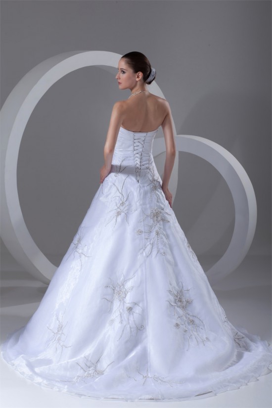 Sleeveless Soft Sweetheart A-Line Satin Organza Beaded Wedding Dresses 2031343 Sleeveless Soft Sweetheart A-Line Satin Organza Beaded Wedding Dresses 2031343