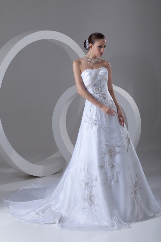 Sleeveless Soft Sweetheart A-Line Satin Organza Beaded Wedding Dresses 2031343 Sleeveless Soft Sweetheart A-Line Satin Organza Beaded Wedding Dresses 2031343