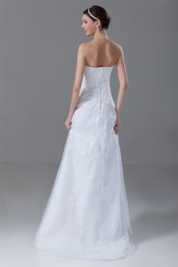 Sleeveless Soft Sweetheart A-Line Satin Organza Wedding Dresses 2031344