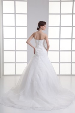Sleeveless Soft Sweetheart Ball Gown Satin Organza Wedding Dresses 2031345