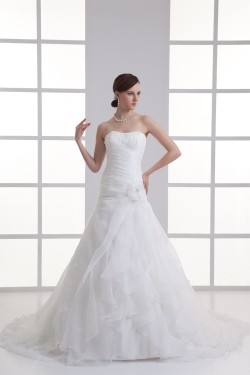 Sleeveless Soft Sweetheart Ball Gown Satin Organza Wedding Dresses 2031345