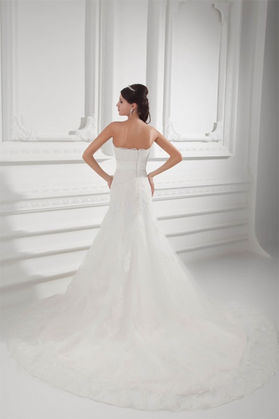Sleeveless Strapless Satin Lace Fine Netting Wedding Dresses 2031351 Sleeveless Strapless Satin Lace Fine Netting Wedding Dresses 2031351