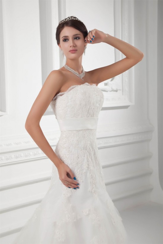 Sleeveless Strapless Satin Lace Fine Netting Wedding Dresses 2031351 Sleeveless Strapless Satin Lace Fine Netting Wedding Dresses 2031351