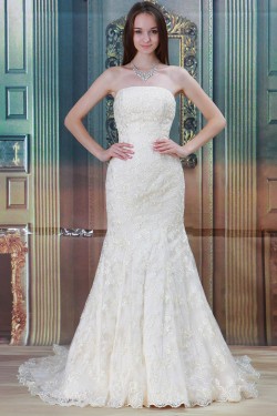 Strapless Satin Lace Mermaid/Trumpet New Arrival Wedding Dresses 2031352