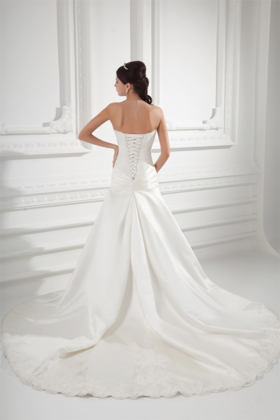 Sleeveless Sweetheart A-Line Satin Lace Embellished Wedding Dresses 2031353 Sleeveless Sweetheart A-Line Satin Lace Embellished Wedding Dresses 2031353