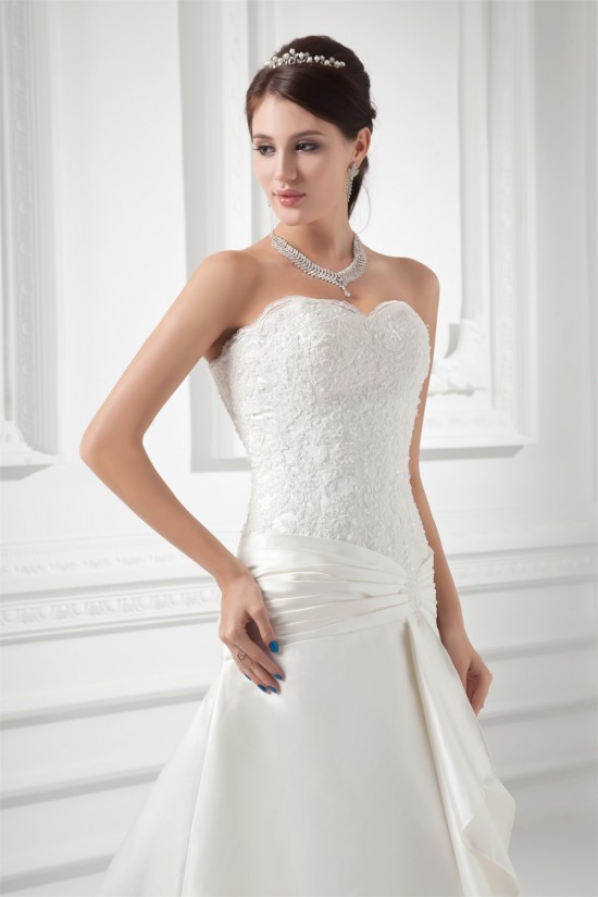Sleeveless Sweetheart A-Line Satin Lace Embellished Wedding Dresses 2031353 Sleeveless Sweetheart A-Line Satin Lace Embellished Wedding Dresses 2031353