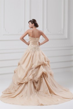 Sleeveless Sweetheart Ball Gown Taffeta Tulle Wedding Dresses 2031354