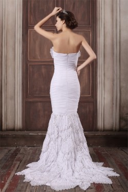 Mermaid/Trumpet Sweetheart Chiffon Elastic Woven Satin Beaded Wedding Dresses 2031355