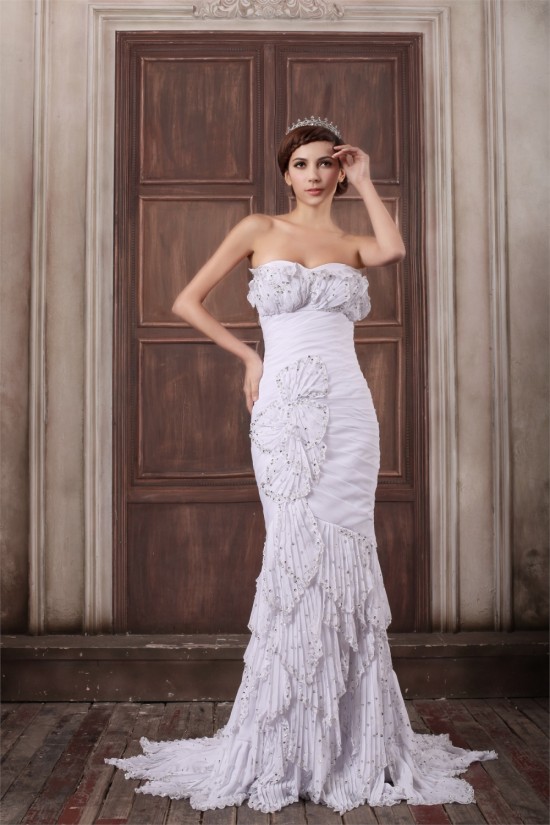 Mermaid/Trumpet Sweetheart Chiffon Elastic Woven Satin Beaded Wedding Dresses 2031355 Mermaid/Trumpet Sweetheart Chiffon Elastic Woven Satin Beaded Wedding Dresses 2031355