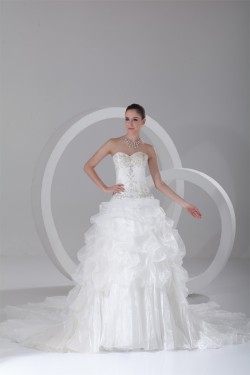 Sleeveless Sweetheart Satin Organza Princess Wedding Dresses 2031357
