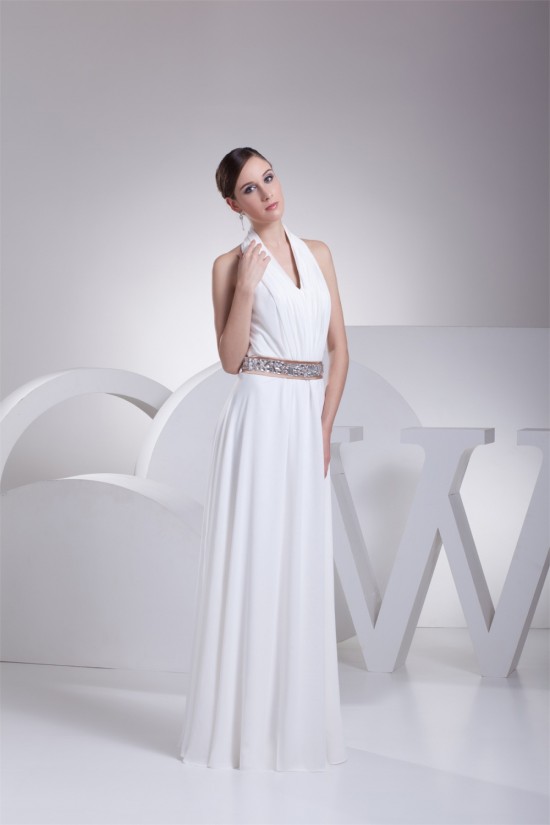 A-Line Halter Beaded Chiffon Sleeveless Wedding Dresses 2030136 A-Line Halter Beaded Chiffon Sleeveless Wedding Dresses 2030136