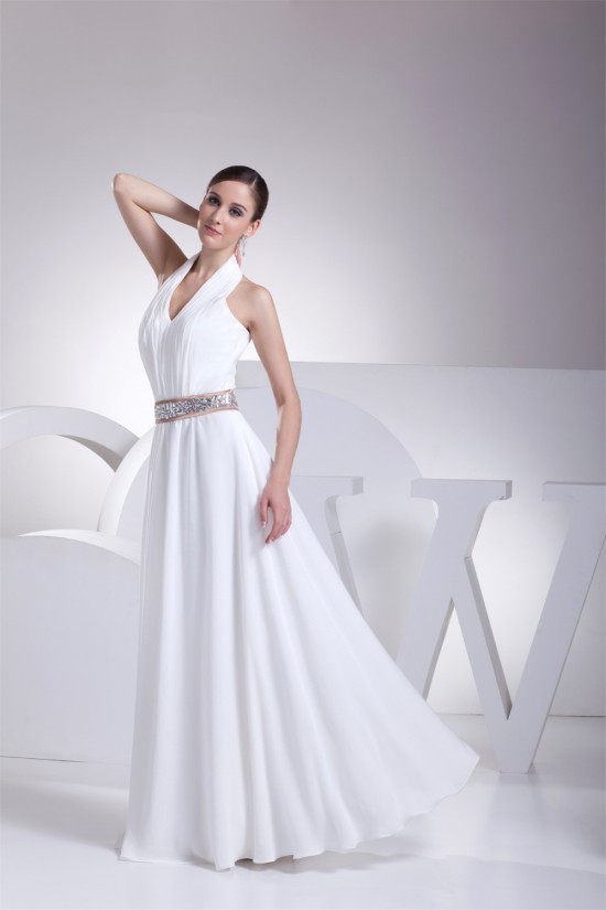 A-Line Halter Beaded Chiffon Sleeveless Wedding Dresses 2030136 A-Line Halter Beaded Chiffon Sleeveless Wedding Dresses 2030136