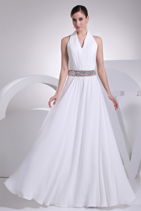 A-Line Halter Beaded Chiffon Sleeveless Wedding Dresses 2030136 A-Line Halter Beaded Chiffon Sleeveless Wedding Dresses 2030136