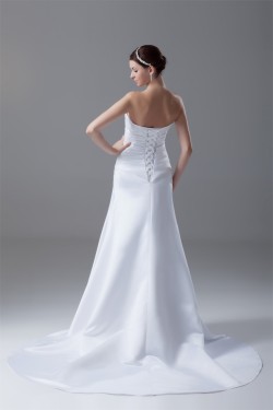 Soft Sweetheart Fit and flare Satin Sleeveless Wedding Dresses 2031360