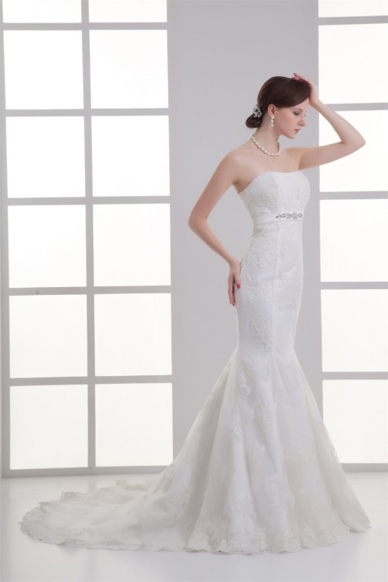 Soft Sweetheart Satin Lace Mermaid/Trumpet Beautiful Wedding Dresses 2031361