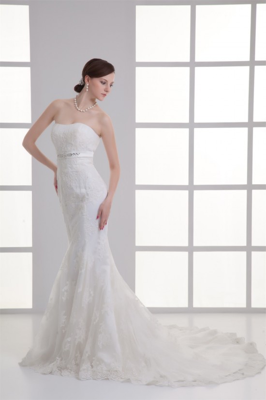 Soft Sweetheart Satin Lace Mermaid/Trumpet Beautiful Wedding Dresses 2031361