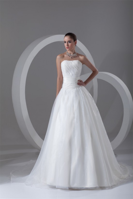 Strapless Ball Gown Sleeveless Satin Organza Wedding Dresses 2031365 Strapless Ball Gown Sleeveless Satin Organza Wedding Dresses 2031365