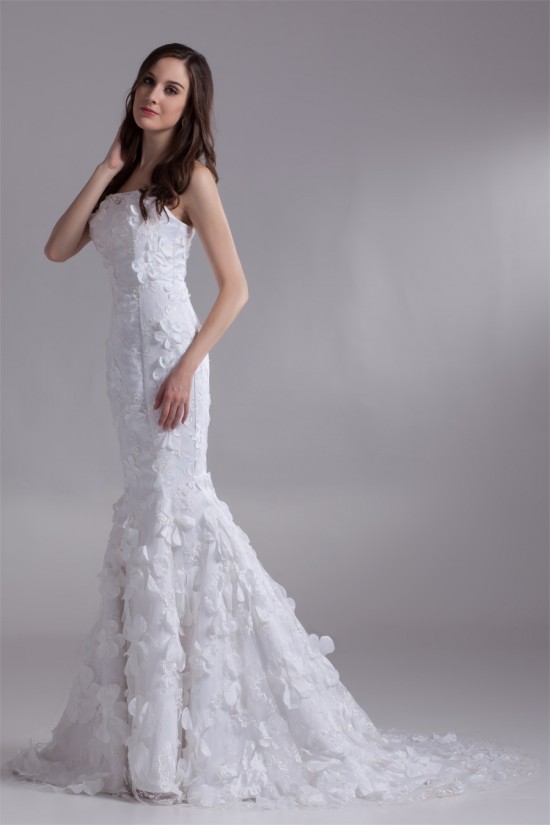 Strapless Satin Lace Mermaid/Trumpet Sleeveless Wedding Dresses 2031366 Strapless Satin Lace Mermaid/Trumpet Sleeveless Wedding Dresses 2031366
