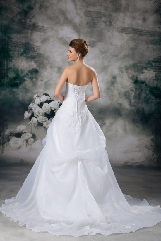Strapless Satin Organza Sleeveless A-Line Lace Wedding Dresses 2031369 Strapless Satin Organza Sleeveless A-Line Lace Wedding Dresses 2031369